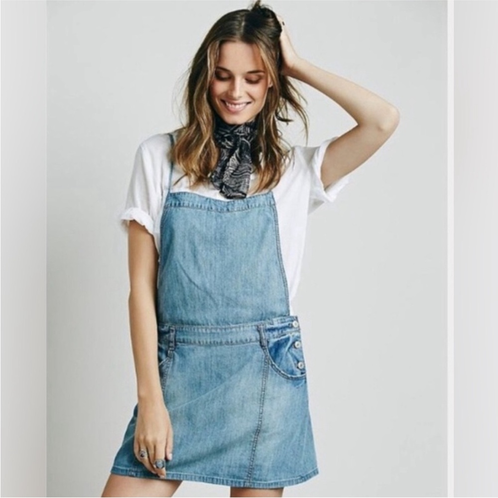 Free People Cream Savannah Overall Jumper Dress 100% cotton